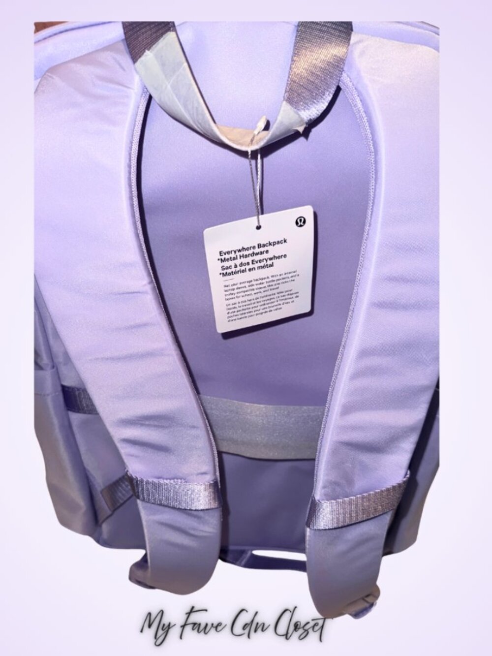 NWT Lululemon Everywhere Backpack w/ Metal hardware 22L Lavender Frost/Gold - Picture 6 of 14
